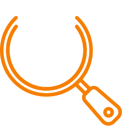 Logo for DEF153 Technical service design: icon of a magnifying glass looking over a written document